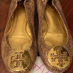 Gold Tory Burch snake skin